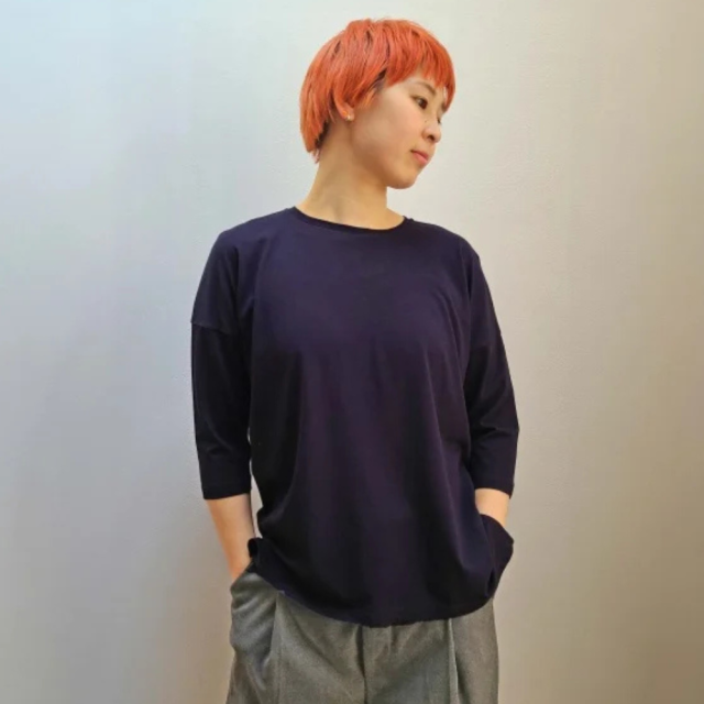 竹布　リラックスTシャツ　ネイビー