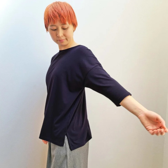 竹布 リラックスTシャツ ネイビー